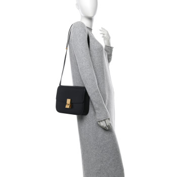 CELINE Box Calfskin Medium Classic Box Flap Bag Black