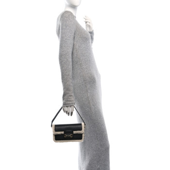 GUCCI Sakai Be Green Calfskin Shearling Mini Horsebit 1955 Shoulder Bag Black