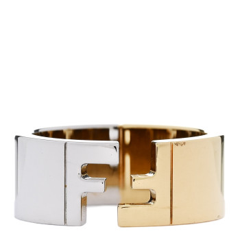 FENDI Metal FF Ring S 59 8.75 Gold Silver