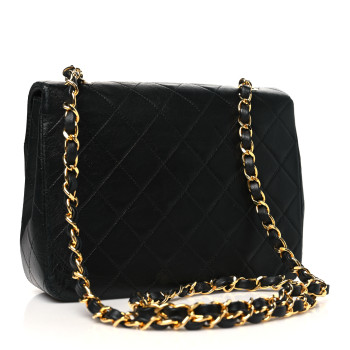 CHANEL Lambskin Quilted Mini Square Flap Bag Black