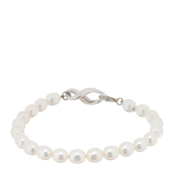 TIFFANY Sterling Silver Cultured Pearl Figure 8 Bracelet