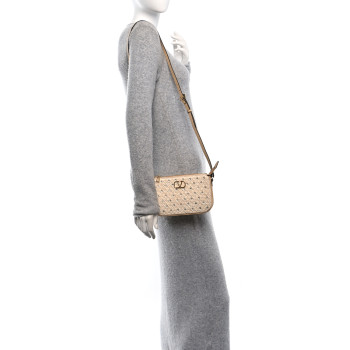 VALENTINO GARAVANI Raffia Calfskin Crystal Embellished Mini Vlogo Crossbody Bag Naturale Sahara