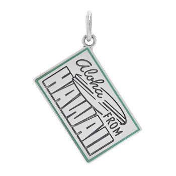 TIFFANY Sterling Silver Enamel Hawaii Postcard Charm Blue