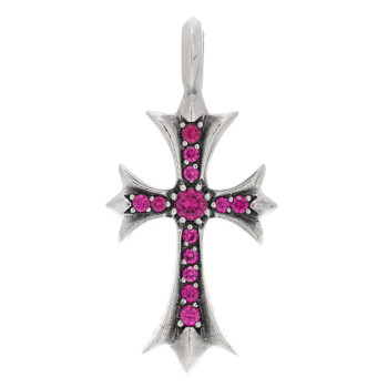 CHROME HEARTS Sterling Silver Ruby Cross Pendant