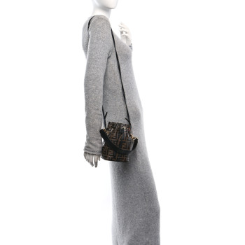 FENDI Vitello Liberty F is Fendi Bi-Color FF 1974 Embossed Mini Mon Tresor Bucket Bag Maya Black