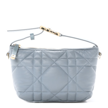 CHRISTIAN DIOR Calfskin Macrocannage Small Diortravel Nomad Pouch Horizon Blue