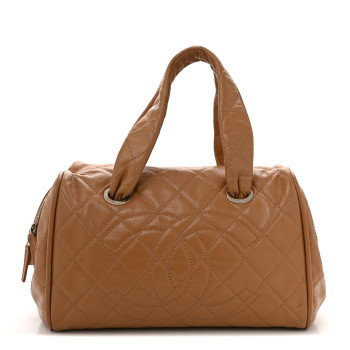 CHANEL Caviar Quilted CC Timeless Bowler Beige