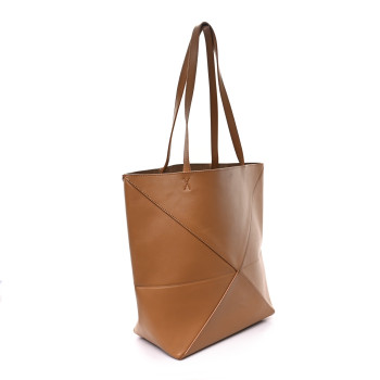 LOEWE Shiny Calfskin Medium Puzzle Fold Tote Warm Desert