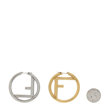 FENDI Metal FF Hoop Earrings Gold Silver