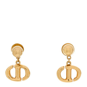 CHRISTIAN DIOR Metal Petit CD Drop Earrings Gold