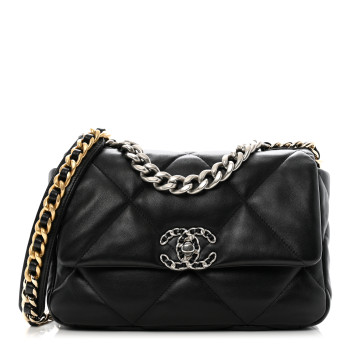 CHANEL Lambskin Quilted Medium Chanel 19 Flap Black