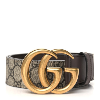 GUCCI GG Supreme Monogram Matte Plutone Calfskin Double G 40mm Belt 85 34 Beige Ebony New Acero