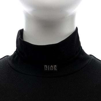 CHRISTIAN DIOR Velvet Crystal DIOR Choker Necklace Black