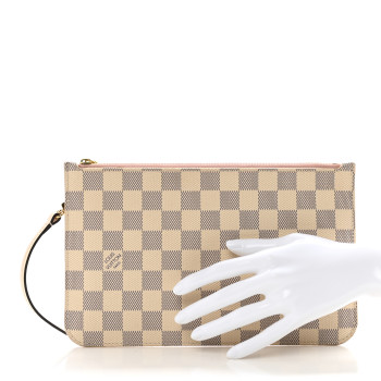 LOUIS VUITTON Damier Azur Neverfull MM GM Pochette Rose Ballerine