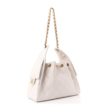 CHANEL Caviar Quilted Small Chanel 25 Handbag White