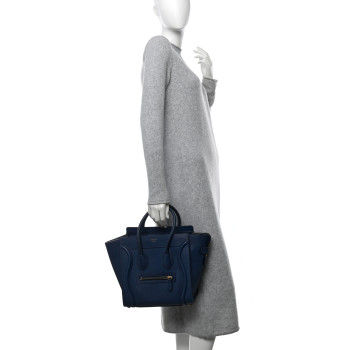 CELINE Drummed Calfskin Micro Luggage Marine