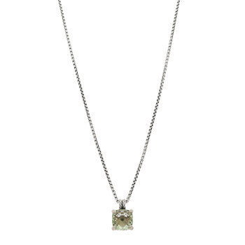 DAVID YURMAN Sterling Silver Diamond Prasiolite 11mm Chatelaine Pendant Necklace
