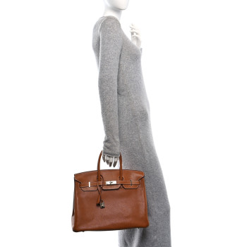 HERMES Natural Barenia Faubourg Birkin 35 Fauve