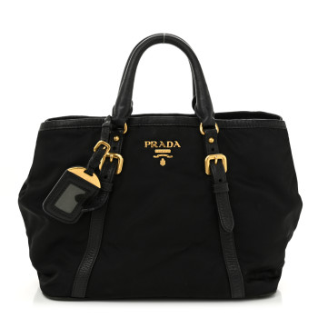PRADA Tessuto Nylon Vitello Daino Tote Black