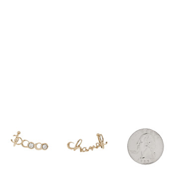 CHANEL Metal Crystal Coco Script CC Climber Earrings Gold