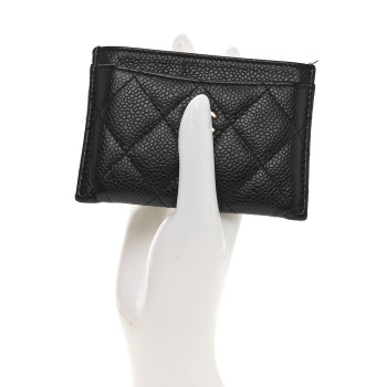 CHANEL Caviar Quilted Card Holder Black