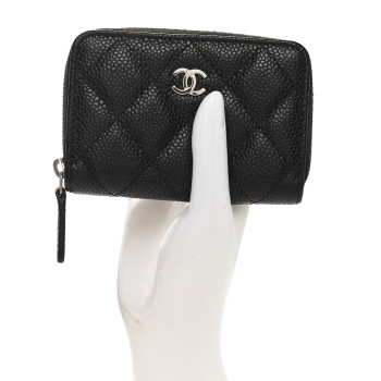 CHANEL Caviar Quilted Zip Coin Purse Black
