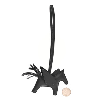 HERMES Milo Lambskin Grigri Rodeo Pegase Horse Bag Charm PM Ardoise
