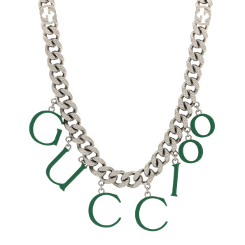 GUCCI 100 Script Choker Necklace Green