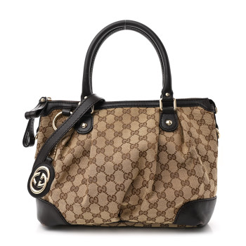 GUCCI Monogram Medium Sukey Top Handle Dark Brown