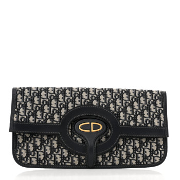 CHRISTIAN DIOR Oblique Fold Over Clutch Blue
