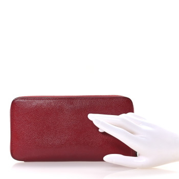 HERMES Epsom Silk'In Wallet Rouge Grenat Rose Eglantine