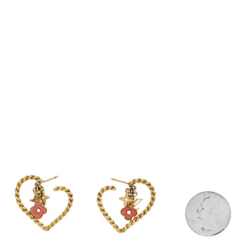 LOUIS VUITTON Sweet Monogram In My Heart Hoop Earrings Gold