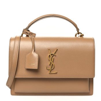 SAINT LAURENT Calfskin Medium Monogram Sunset Natural Tan