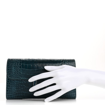 HERMES Shiny Alligator Enamel Constance Wallet Colvert