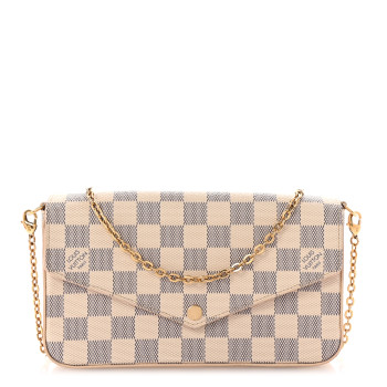LOUIS VUITTON Damier Azur Pochette Felicie Chain Wallet Rose Ballerine