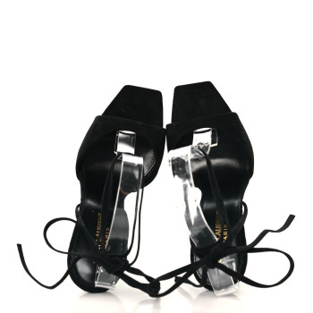 SAINT LAURENT Suede Paz 105 Ankle Strap Sandals 38.5 Hope Green