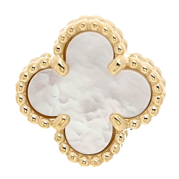 VAN CLEEF & ARPELS 18K Yellow Gold Mother of Pearl Sweet Alhambra Single Earrings