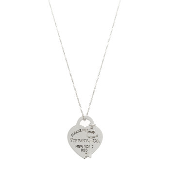 TIFFANY Sterling Silver Return to Tiffany Heart Tag Key Pendant Necklace