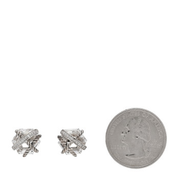 DAVID YURMAN Sterling Silver Diamond Crystal 10mm Cable Wrap Earrings