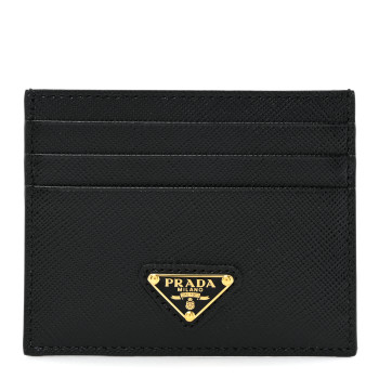PRADA Saffiano Triangle Card Case Black