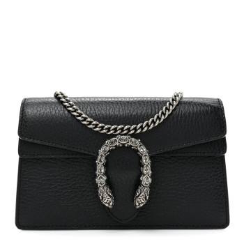 GUCCI Calfskin Super Mini Dionysus Shoulder Bag Black