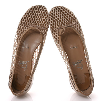 CHRISTIAN LOUBOUTIN Mesh Patent Calfskin Sweetie Jane Flats 37.5 Lionne