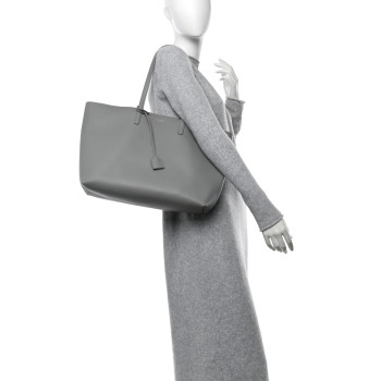 SAINT LAURENT Calfskin Large Shopping Tote Granite