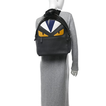 FENDI Cuoio Romano Selleria Crocodile Monster Eyes Backpack Asfalto  Black Girasole