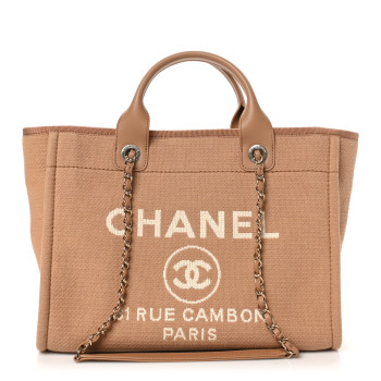 CHANEL Mixed Fibers Small Deauville Tote Camel