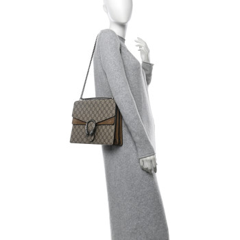 GUCCI GG Supreme Monogram Medium Dionysus Shoulder Bag Taupe