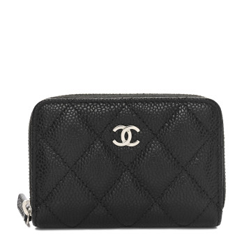 CHANEL Caviar Quilted Zip Coin Purse Black
