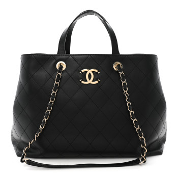 CHANEL Calfskin Large Serial Shopper Tote Black