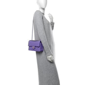 CHANEL Caviar Quilted Small Double Flap Purple