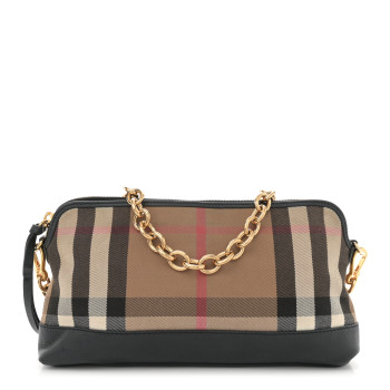 BURBERRY Derby House Check Abingdon Convertible Clutch Black